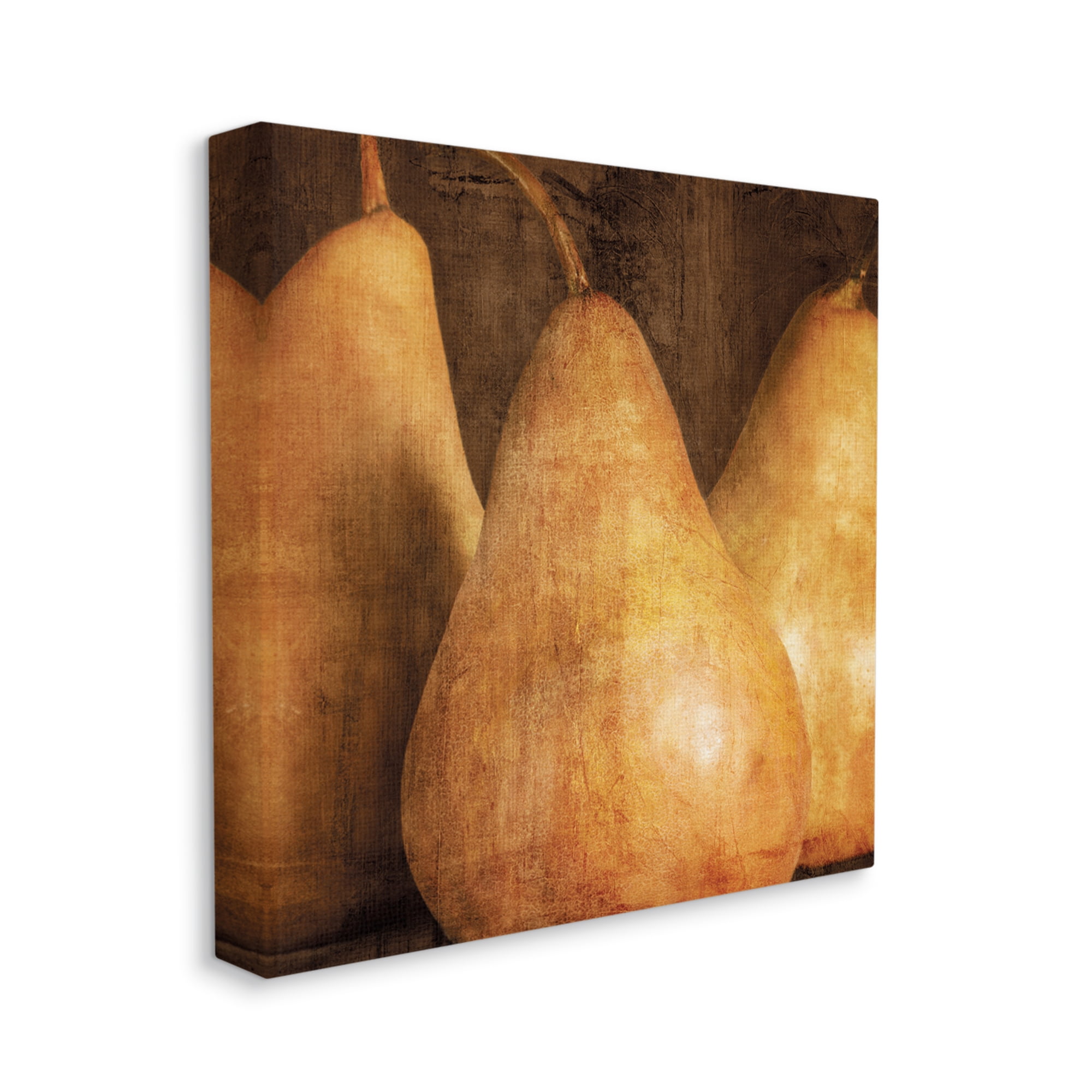 Vintage Distressed Pear Canvas Wall Art in Brown Tones