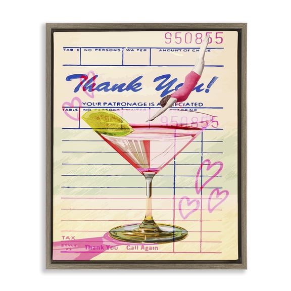 Stupell Industries Vintage Diver into Cocktail Food & Beverage Painting Brown Floater Framed Canvas Art Print Wall Art, 17 x 21
