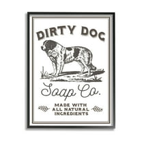 Stupell Industries Vintage Dog Soap Sign Graphic Art Black Framed Art Print Wall Art, Design by Daphne Polselli