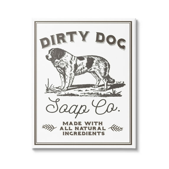 Stupell Industries Vintage Dog Soap Sign Graphic Art Gallery Wrapped Canvas Print Wall Art, Design by Daphne Polselli