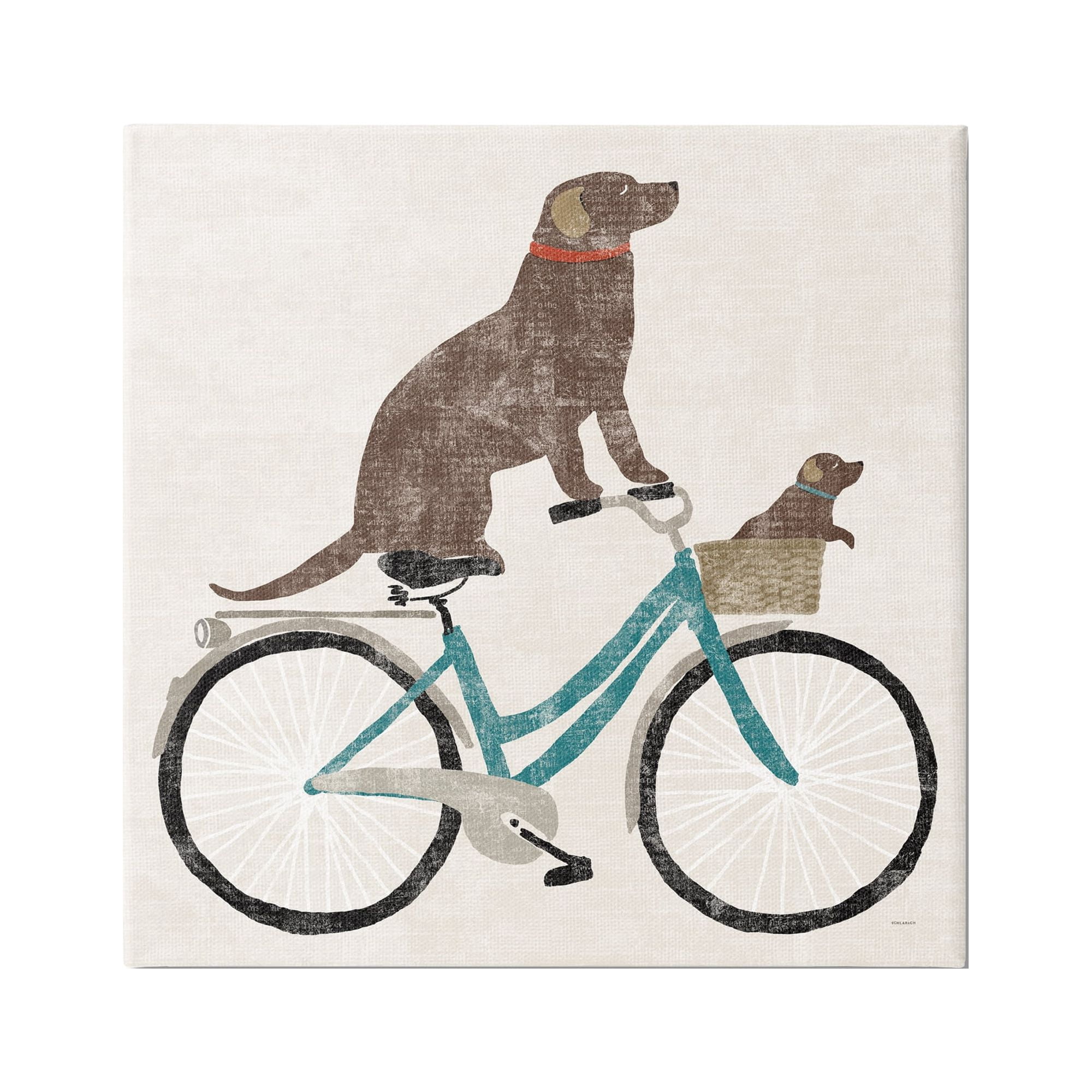 Stupell Industries Vintage Dogs Riding Bicycle Animals & Insects Painting Gallery Wrapped Canvas Print Wall Art, 30 x 30