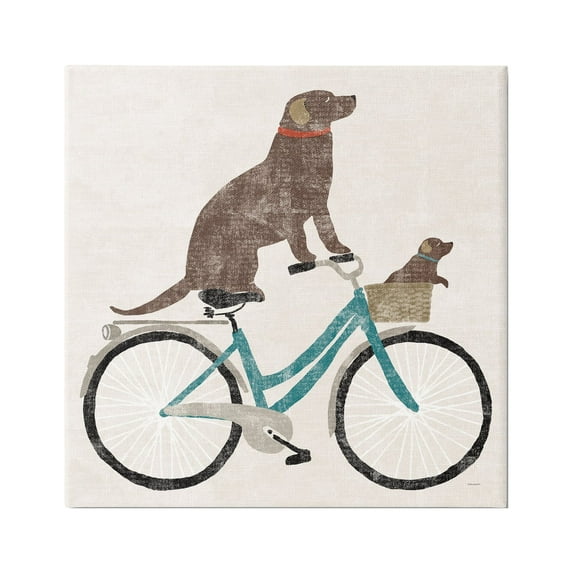 Stupell Industries Vintage Dogs Riding Bicycle Animals & Insects Painting Gallery Wrapped Canvas Print Wall Art, 36 x 36