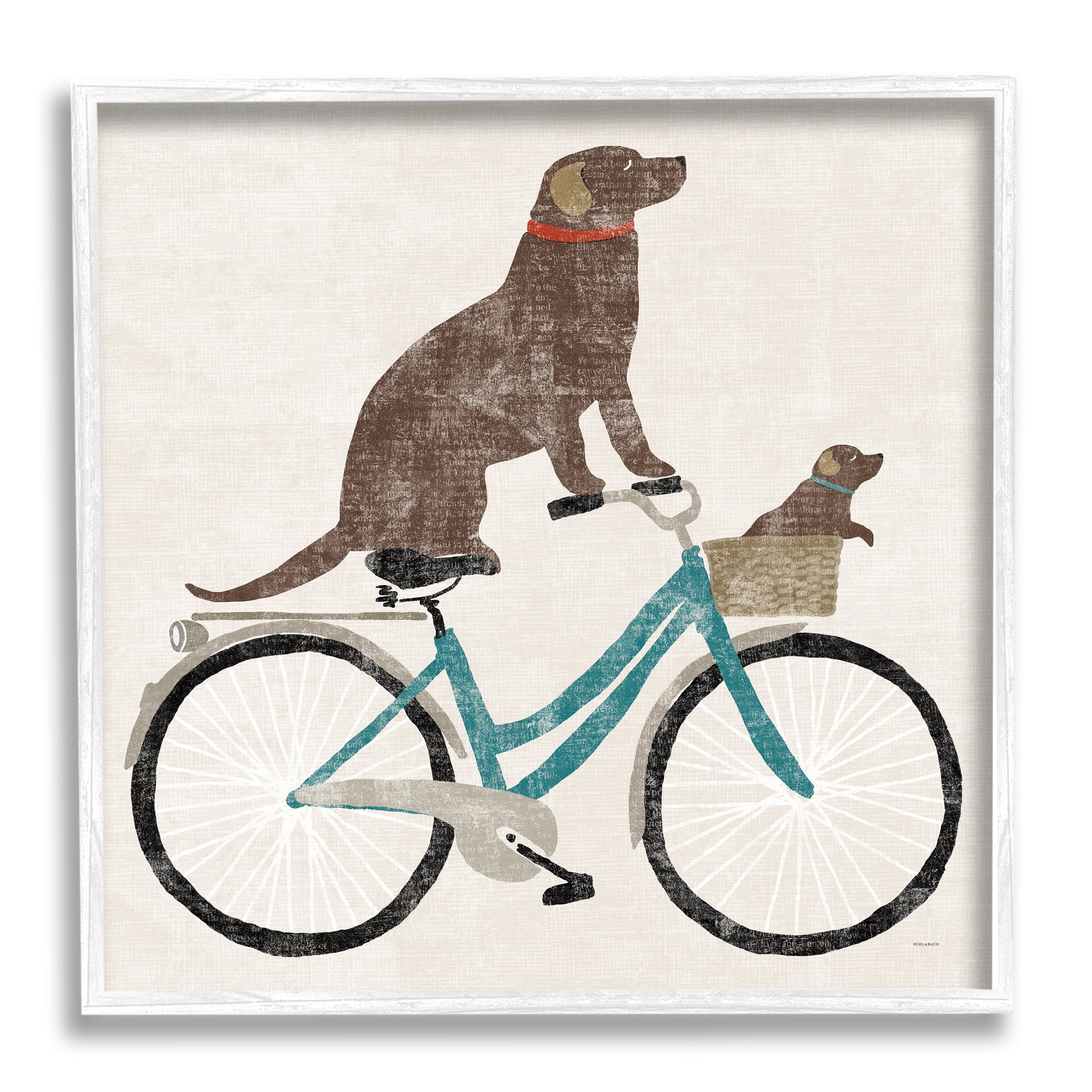 Stupell Industries Vintage Dogs Riding Bicycle Animals & Insects Painting White Framed Art Print Wall Art, 12 x 12