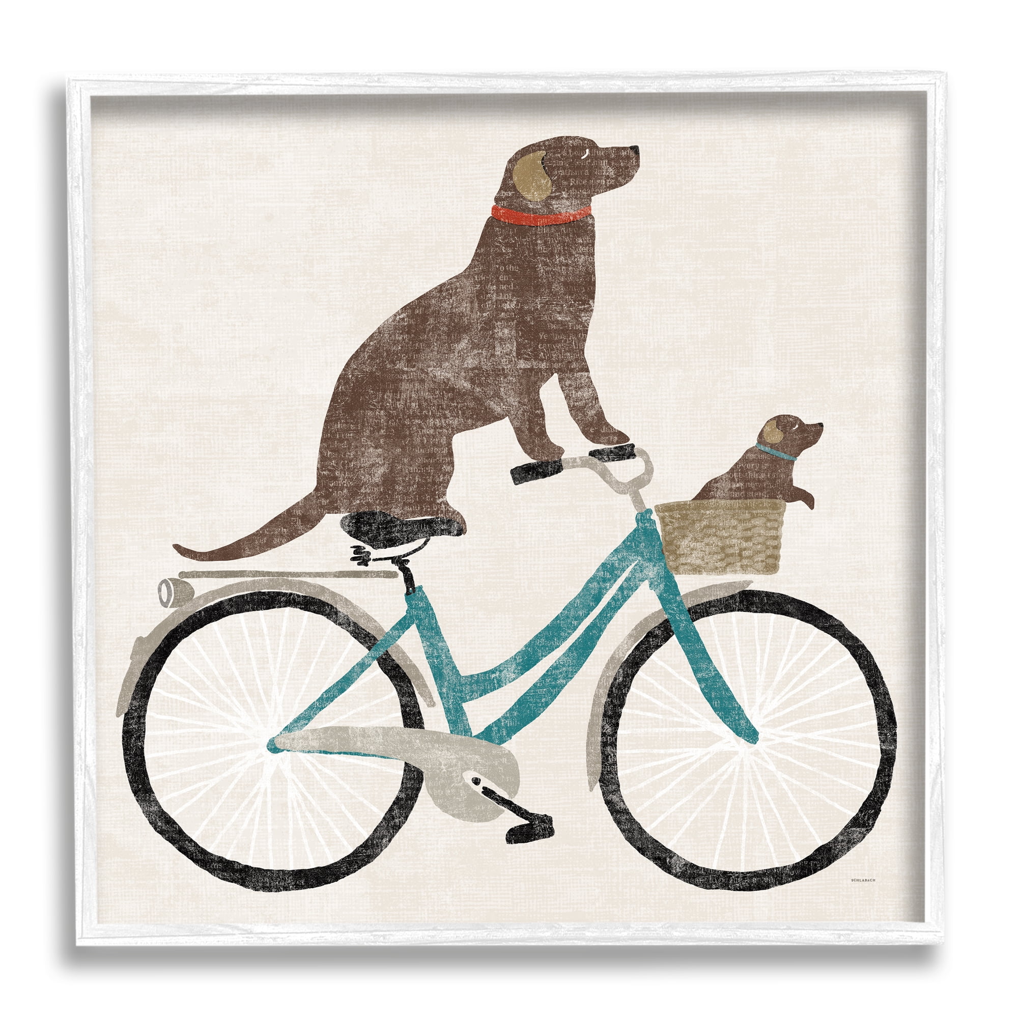 Stupell Industries Vintage Dogs Riding Bicycle Animals & Insects Painting White Framed Art Print Wall Art, 24 x 24