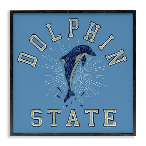 Stupell Industries Vintage Dolphin State Novelty & Humor Painting Black Framed Art Print Wall Art, 12 x 12