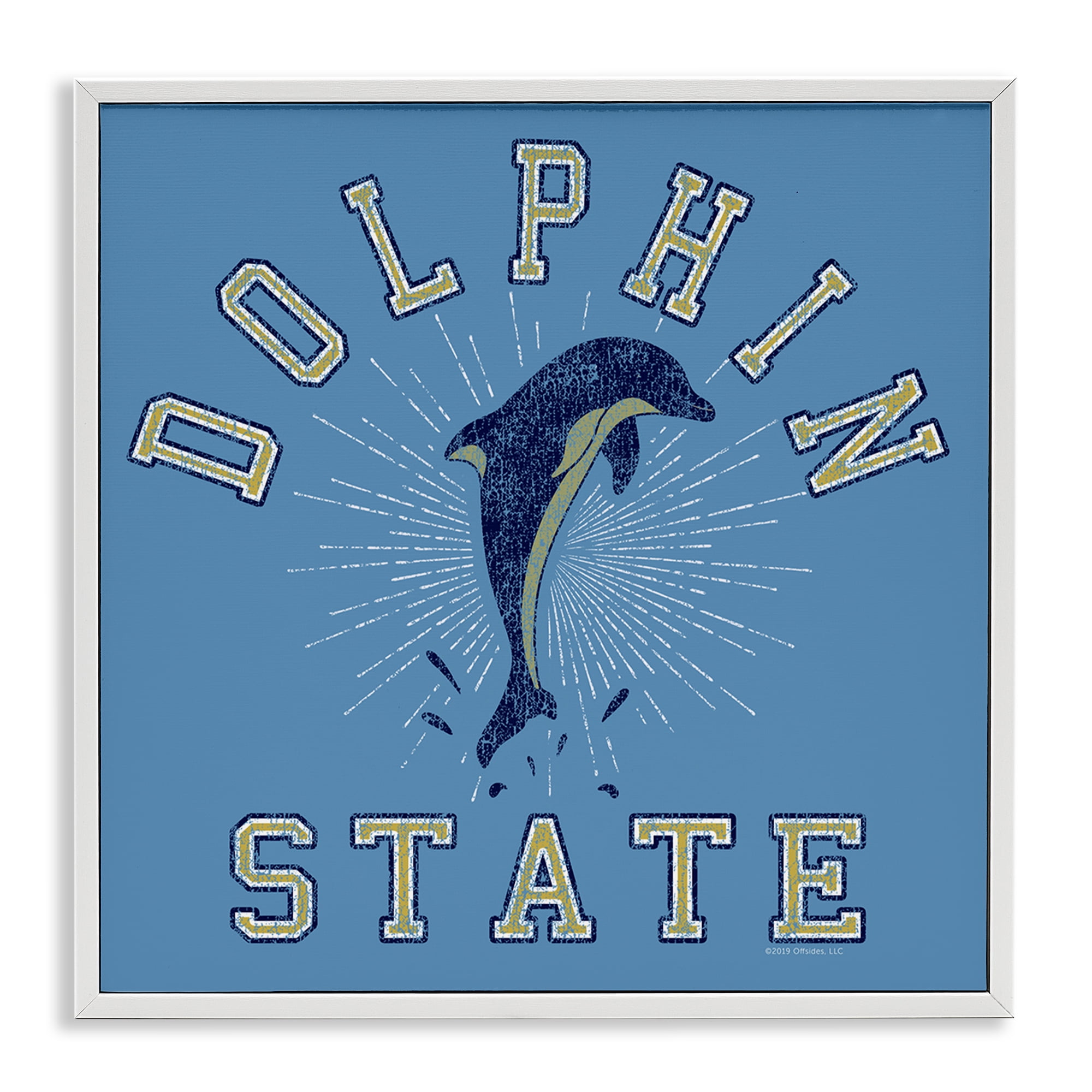 Stupell Industries Vintage Dolphin State Novelty & Humor Painting White Framed Art Print Wall Art, 17 x 17