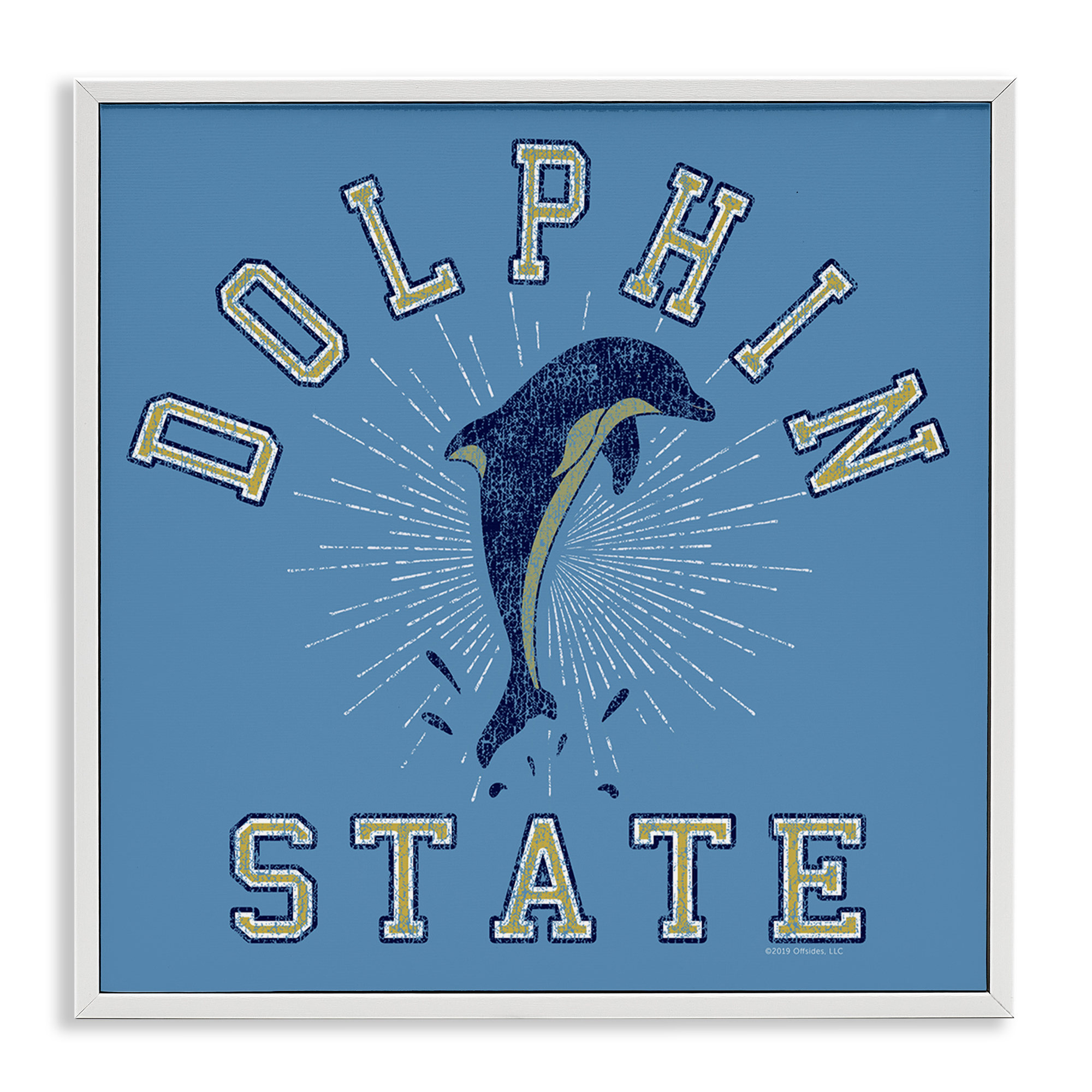 Stupell Industries Vintage Dolphin State Novelty & Humor Painting White Framed Art Print Wall Art, 24 x 24