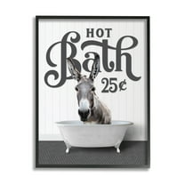 Stupell Industries Vintage Donkey Bathtub Animals & Insects Painting Black Framed Art Print Wall Art, 11 x 14