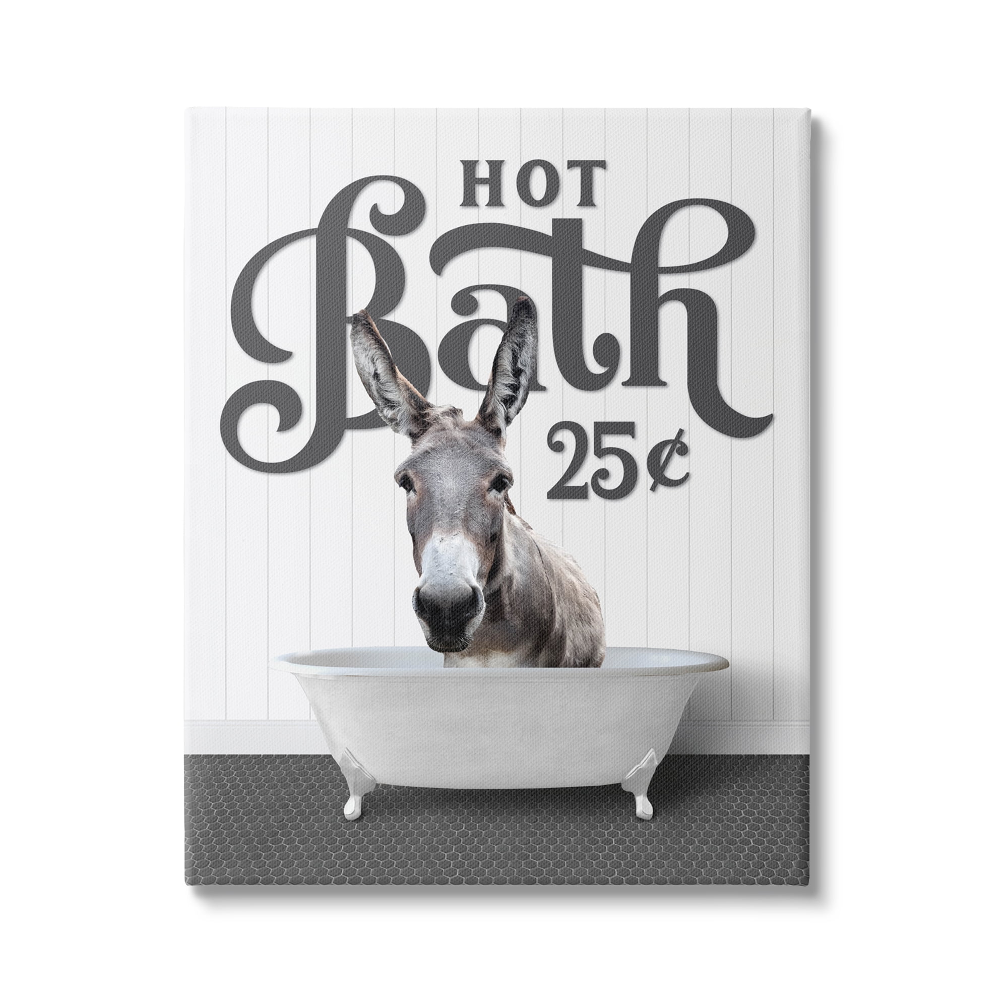 Stupell Industries Vintage Donkey Bathtub Animals & Insects Painting Gallery Wrapped Canvas Print Wall Art, 30 x 40