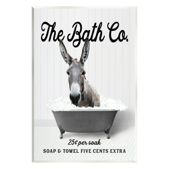 Stupell Industries Vintage Donkey in Tub Animals & Insects Painting Unframed Art Print Wall Art, 10 x 15