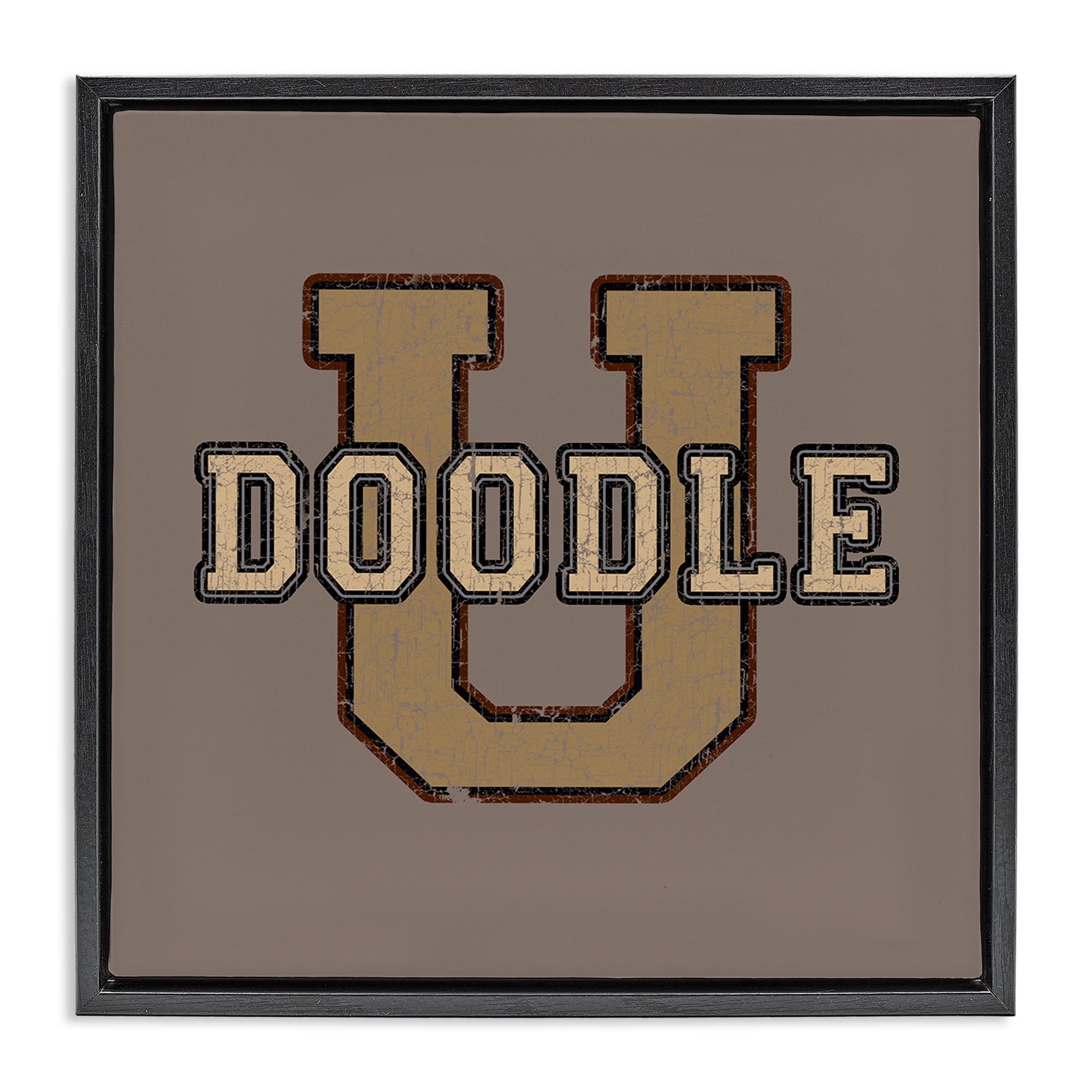 Stupell Industries Vintage Doodle U Novelty & Humor Painting Black Floater Framed Canvas Art Print Wall Art, 25 x 25