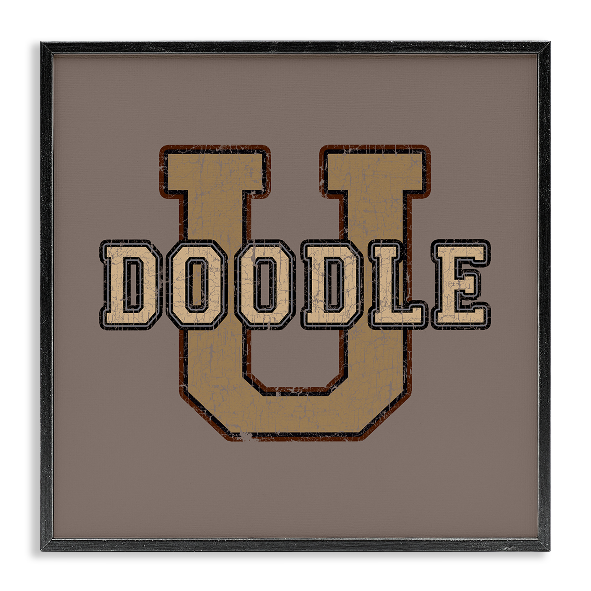 Stupell Industries Vintage Doodle U Novelty & Humor Painting Black Framed Art Print Wall Art, 12 x 12