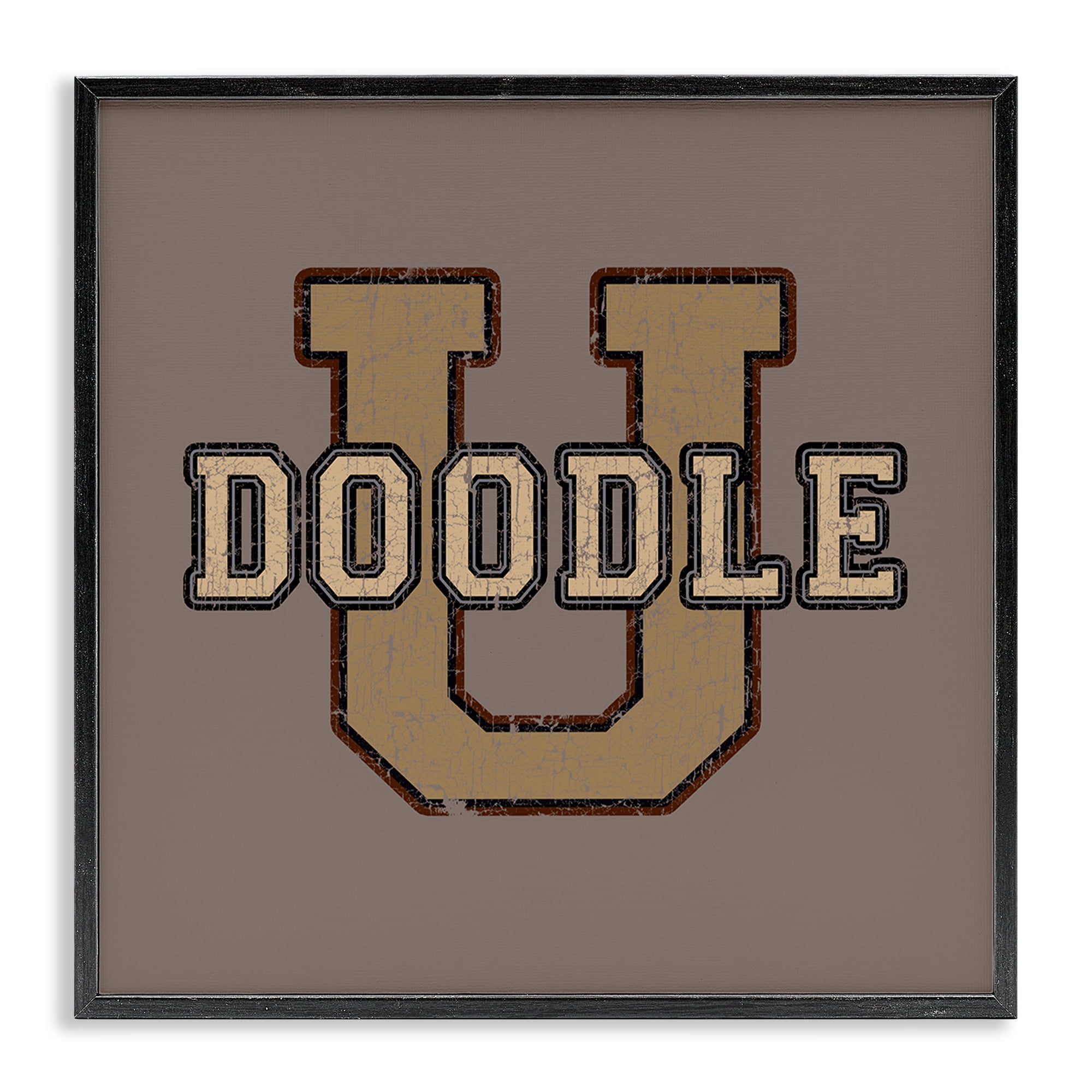 Stupell Industries Vintage Doodle U Novelty & Humor Painting Black Framed Art Print Wall Art, 24 x 24