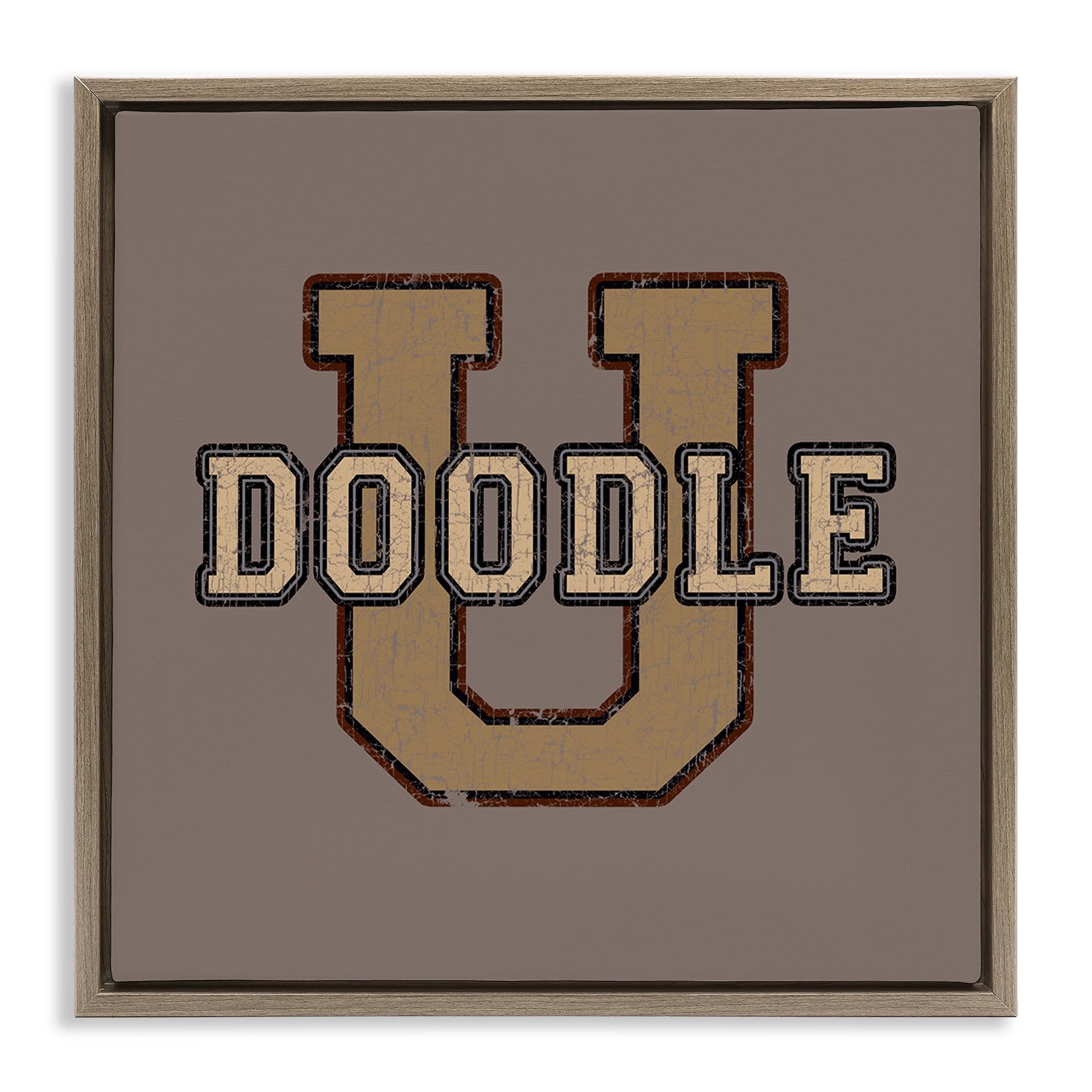 Stupell Industries Vintage Doodle U Novelty & Humor Painting Brown Floater Framed Canvas Art Print Wall Art, 25 x 25
