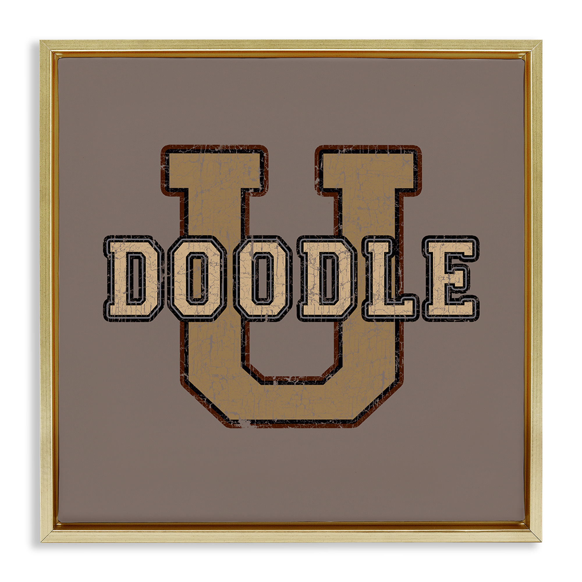 Stupell Industries Vintage Doodle U Novelty & Humor Painting Gold Floater Framed Canvas Art Print Wall Art, 25 x 25