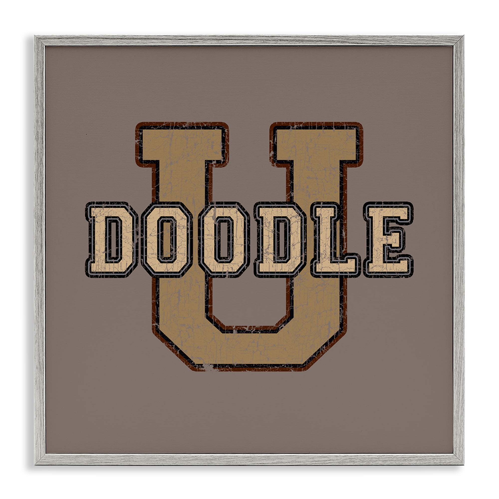 Stupell Industries Vintage Doodle U Novelty & Humor Painting Gray Framed Art Print Wall Art, 12 x 12