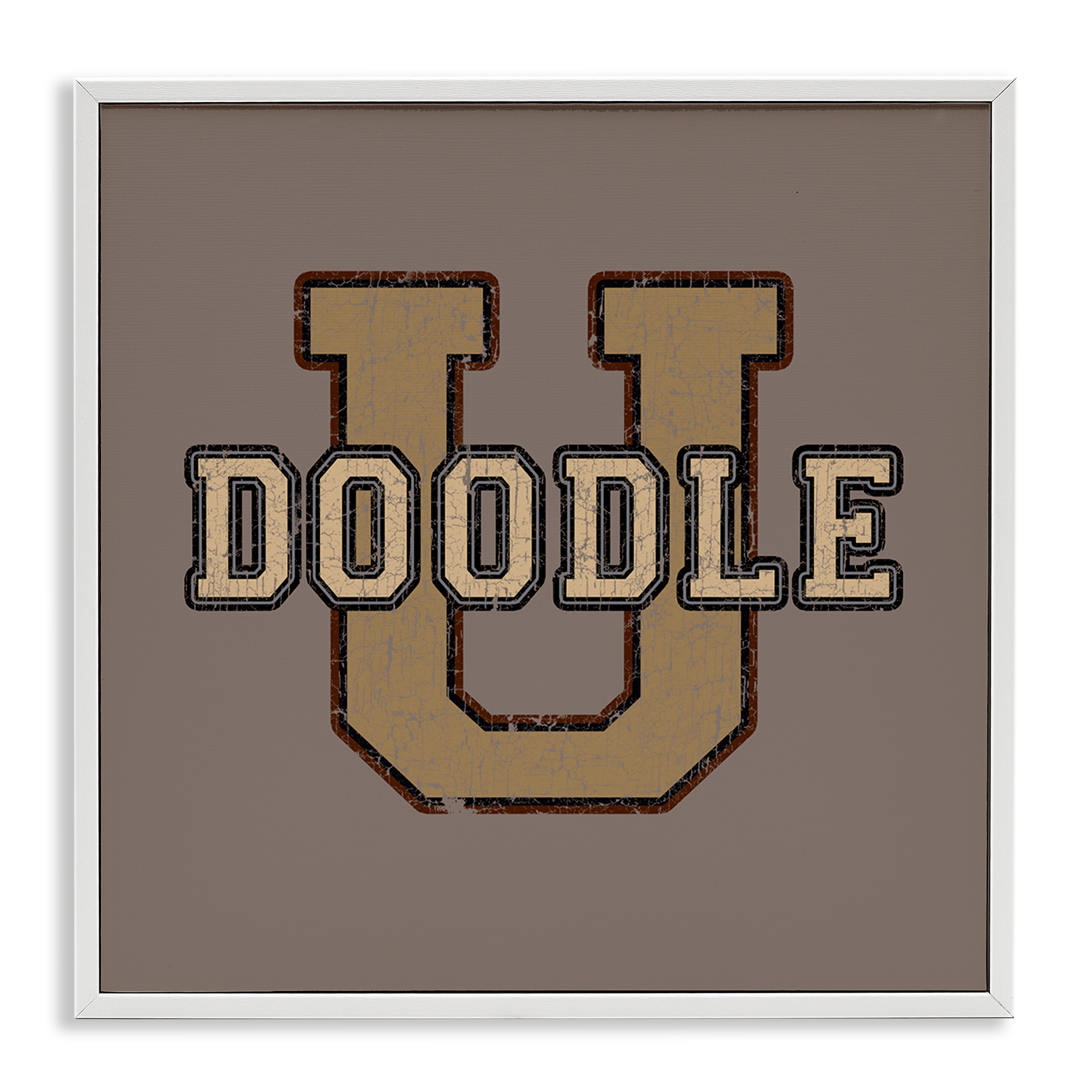 Stupell Industries Vintage Doodle U Novelty & Humor Painting White Framed Art Print Wall Art, 12 x 12