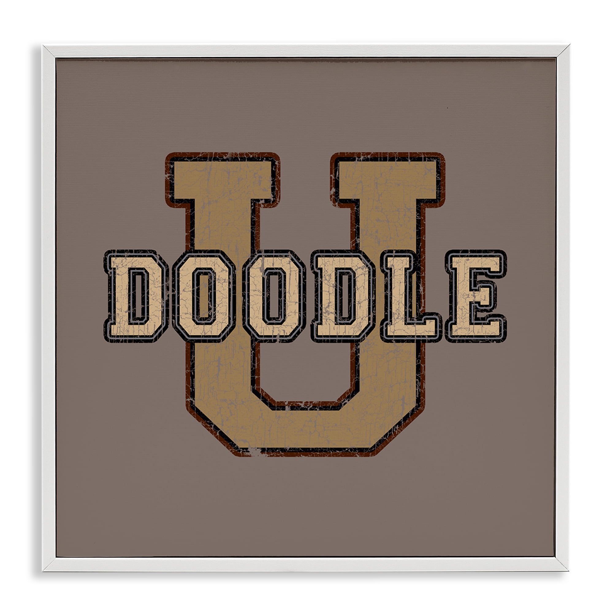 Stupell Industries Vintage Doodle U Novelty & Humor Painting White Framed Art Print Wall Art, 17 x 17