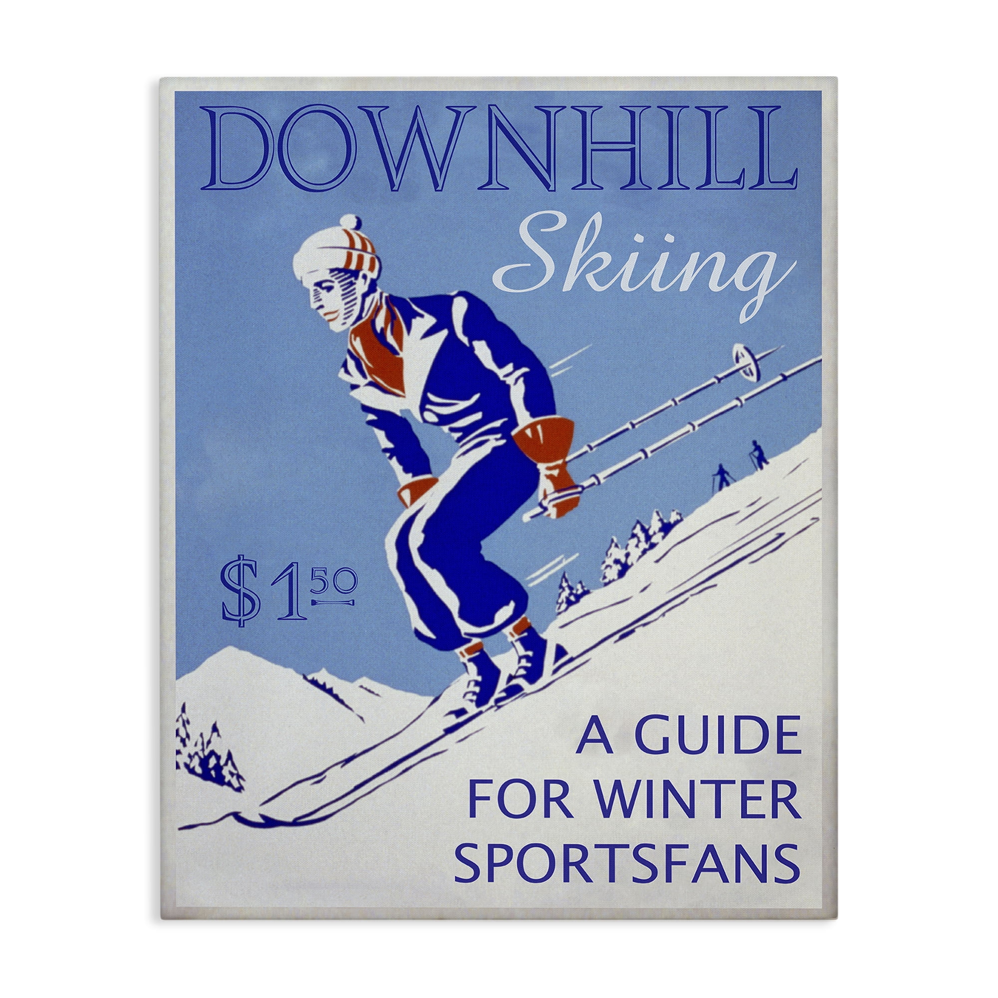 Stupell Industries Vintage Downhill Skiing Sports Painting Gallery Wrapped Canvas Art Prints Wall Art, 16 x 20
