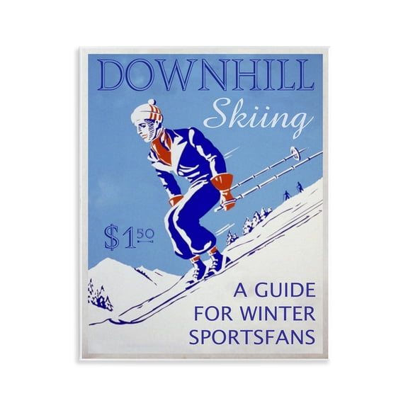 Stupell Industries Vintage Downhill Skiing Sports Painting Unframed Art Prints Wall Art, 11 x 14