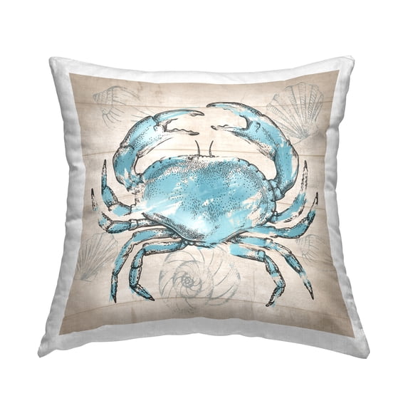Stupell Industries Vintage Drawn Crab Decorative Printed Throw Pillow Design by Conrad Knutsen.
