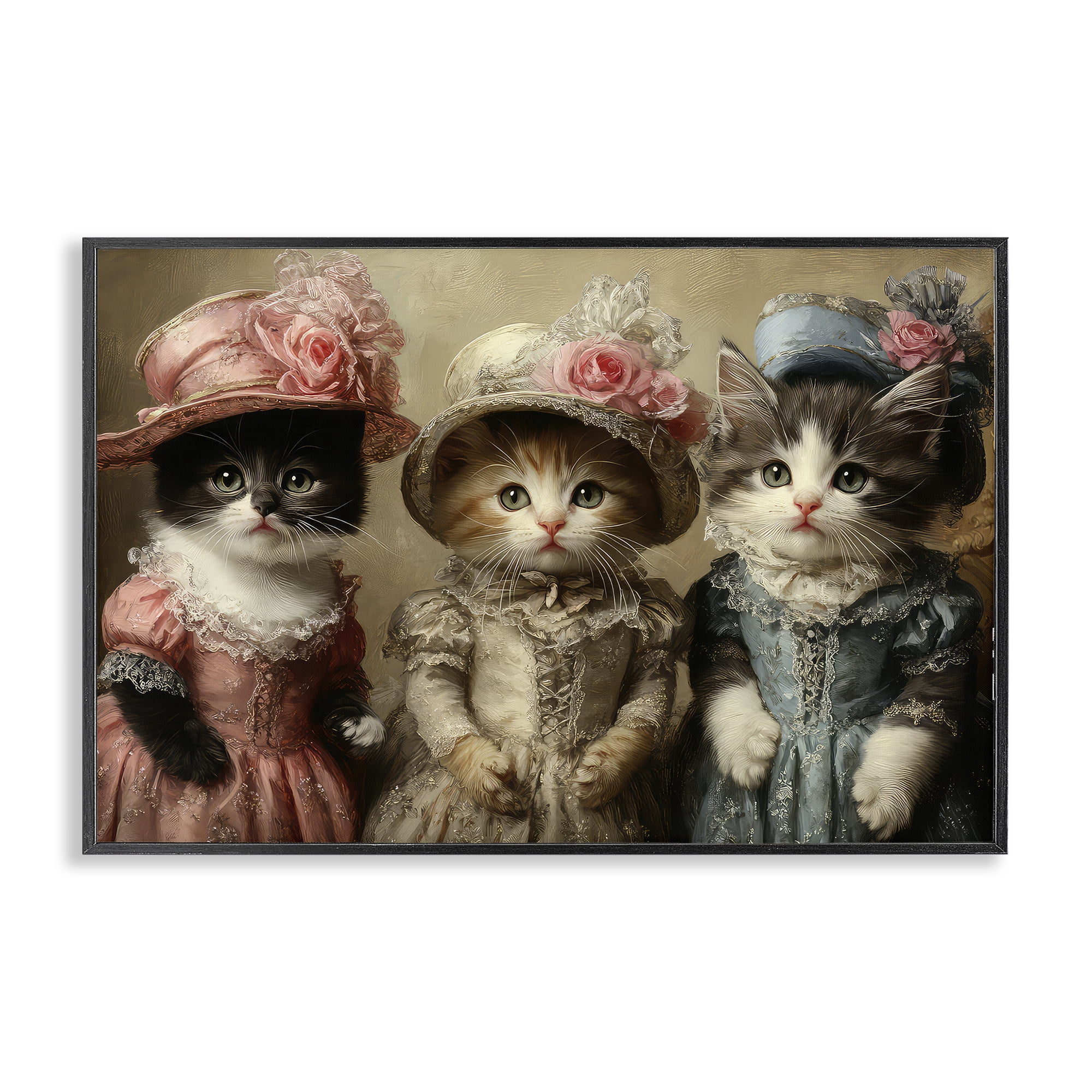 Stupell Industries Vintage Dress Cats Black Framed Giclee Art, design by The Wands Want
