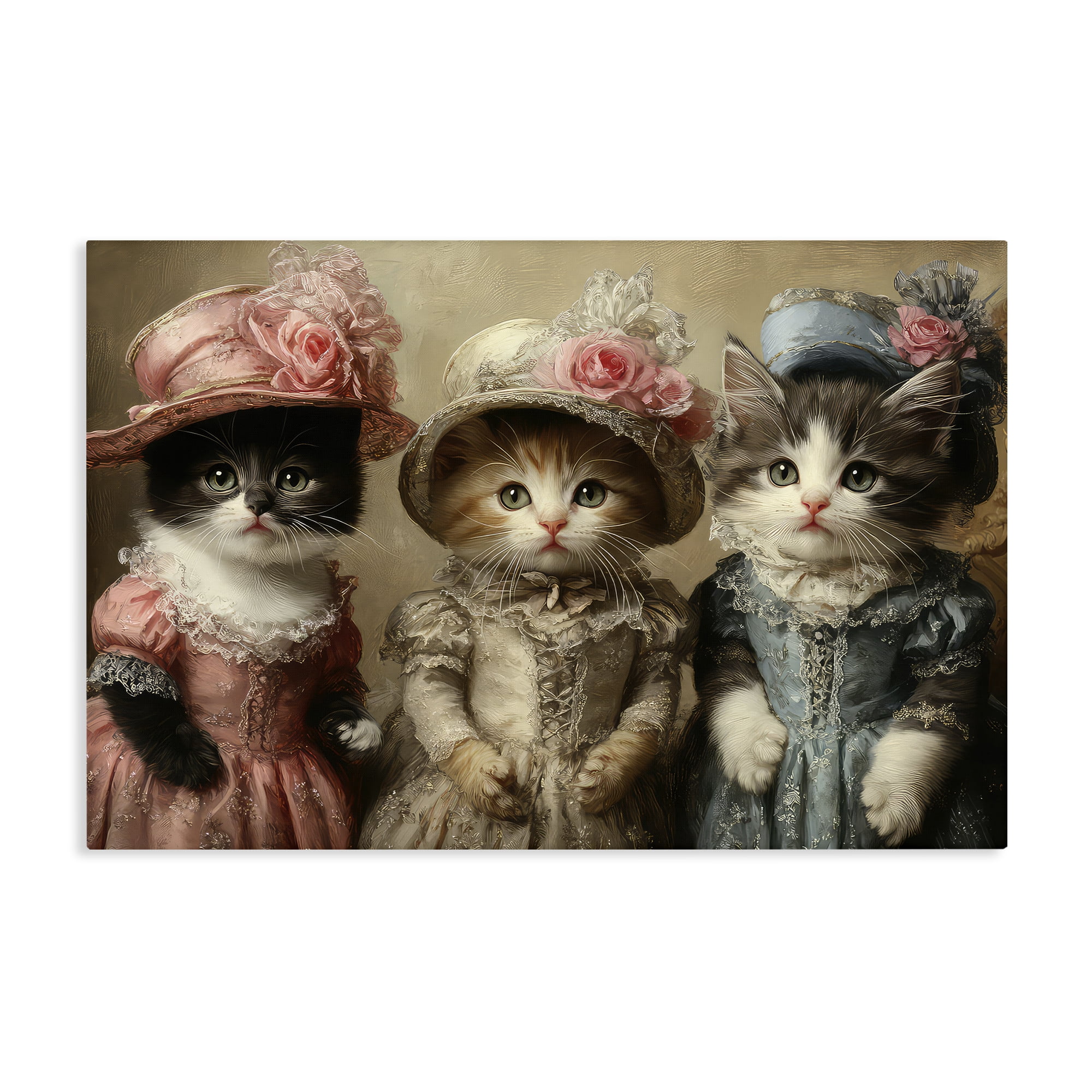 Stupell Industries Vintage Dress Cats Canvas Wall Art, design by The Wands Want
