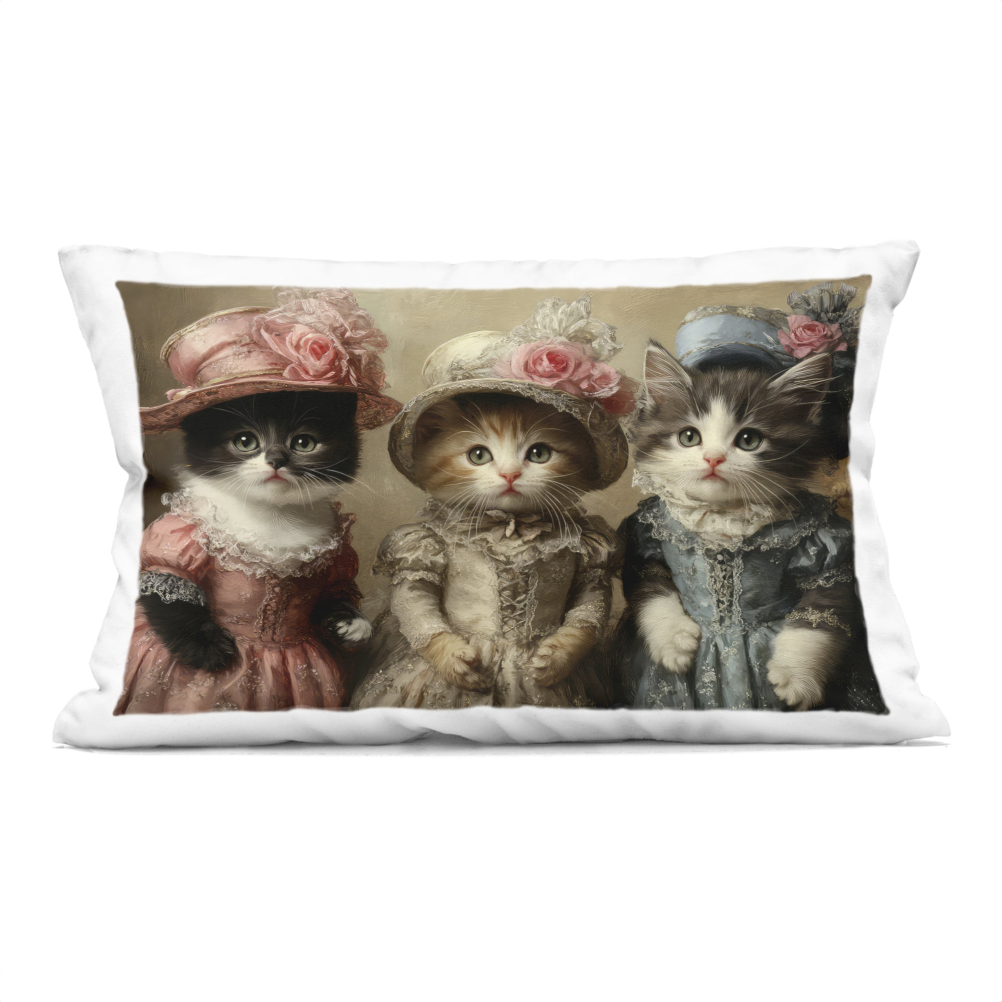 Stupell Industries Vintage Dress Cats Decorative Printed Throw Pillow, design by The Wands Want, 14 x 7 x 20