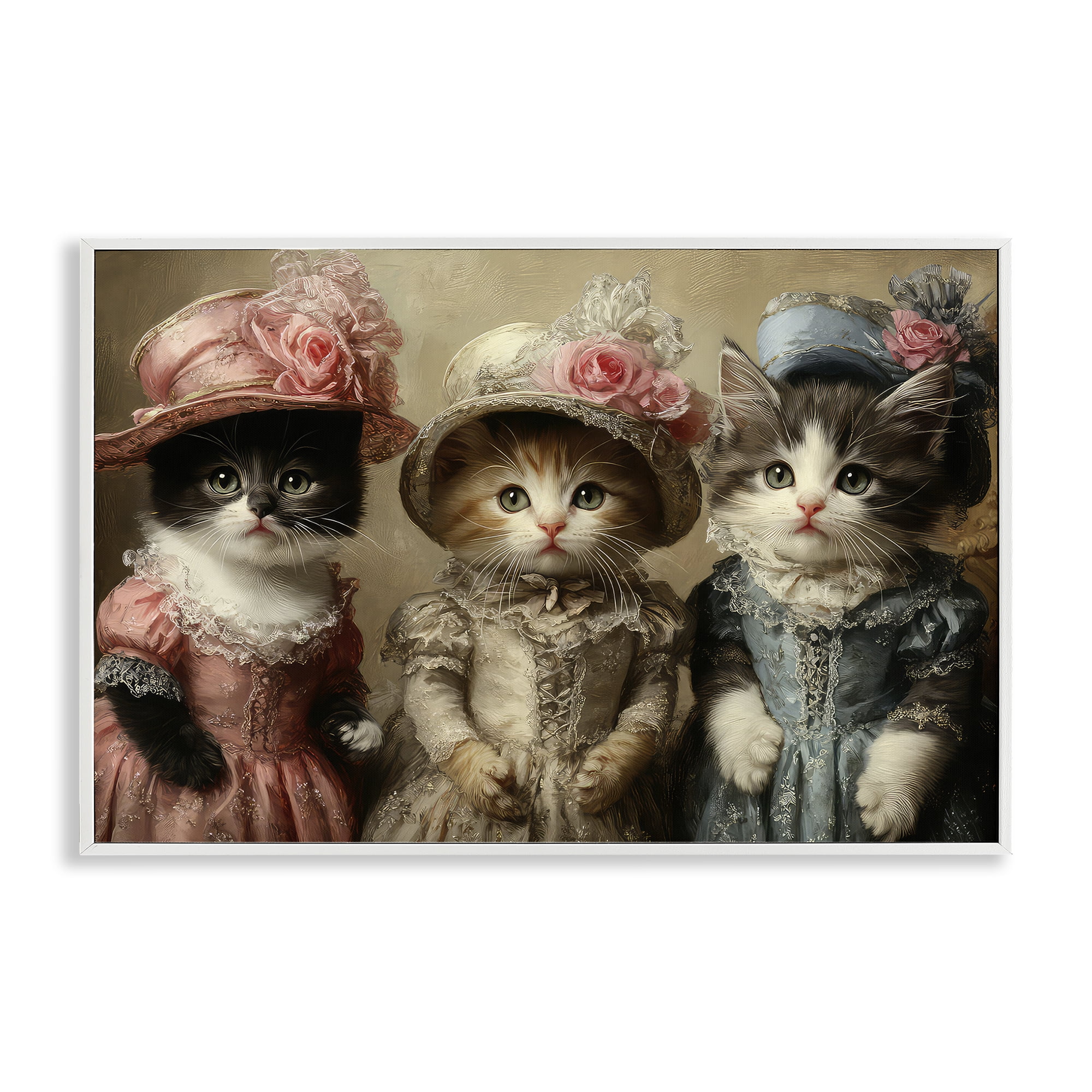 Stupell Industries Vintage Dress Cats White Framed Giclee Art, design by The Wands Want