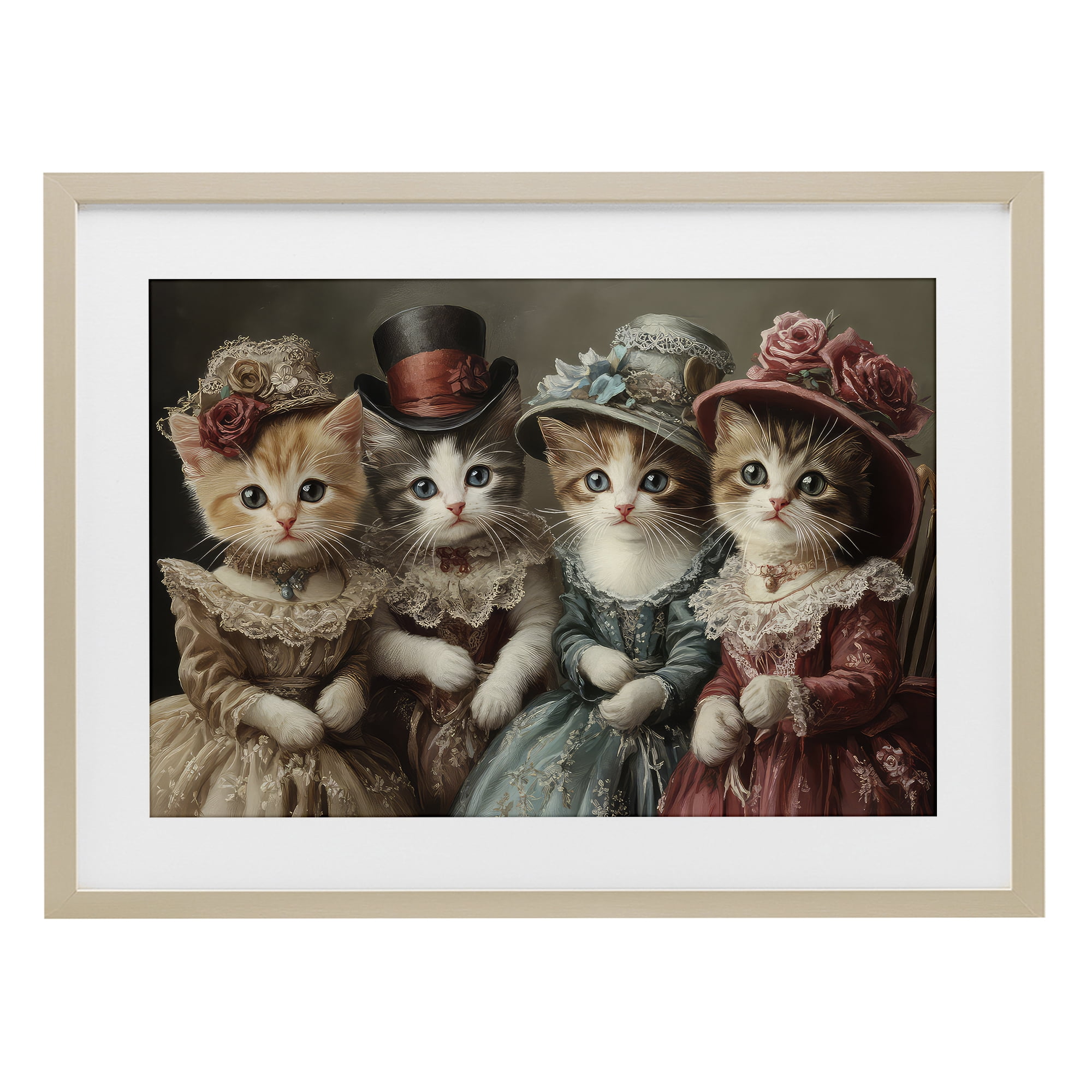 Stupell Industries Vintage Dress Kittens Birch Framed Print Under Glass, design by The Wands Want