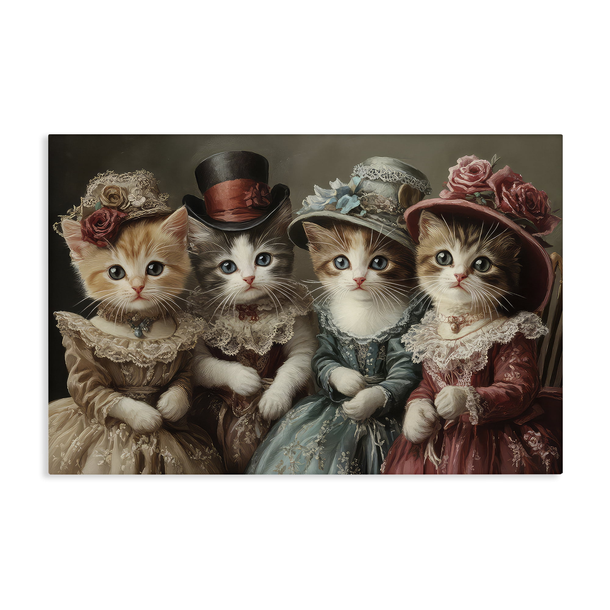 Stupell Industries Vintage Dress Kittens Canvas Wall Art, design by The Wands Want