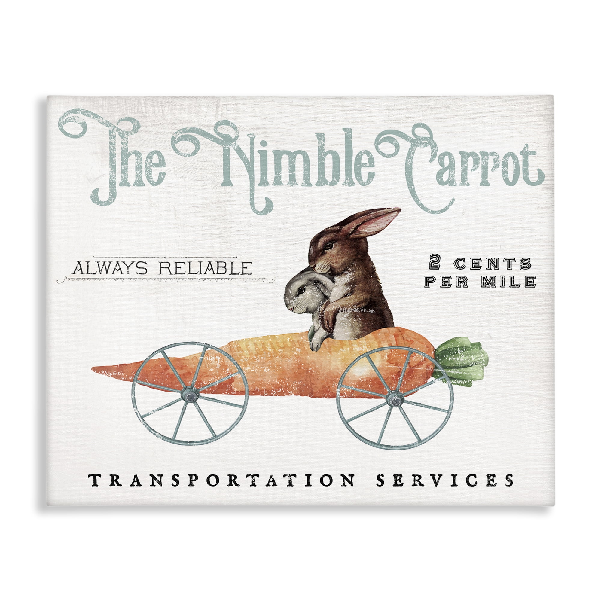 Vintage Easter Bunny The Nimble Carrot Transportation Advertisement, Easter Bunny Vintage Nimble Carrot Mobile Spring Rabbit Canvas Art, 48 x 36, By Daphne Polselli