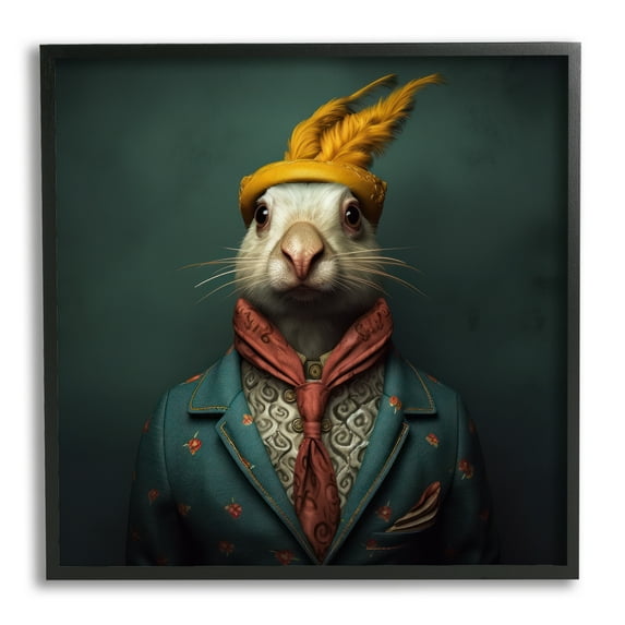 Stupell Industries Vintage Elegant Rabbit Animals & Insects Painting Black Framed Art Print Wall Art, 12 x 12