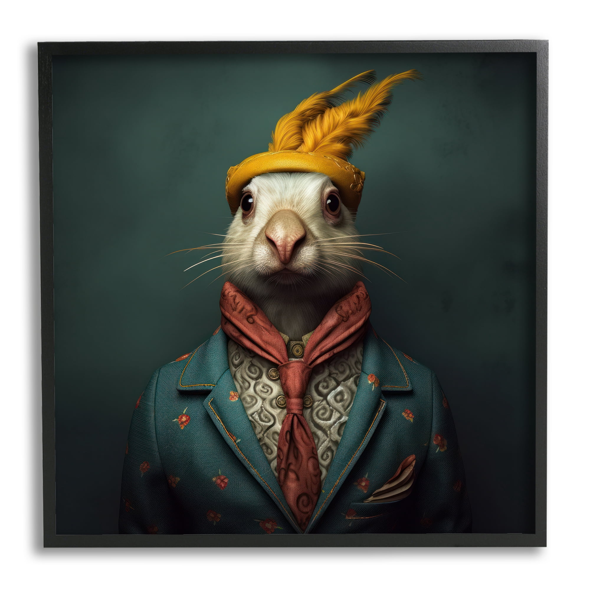 Stupell Industries Vintage Elegant Rabbit Animals & Insects Painting Black Framed Art Print Wall Art, 24 x 24