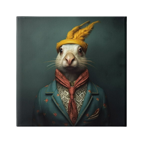 Stupell Industries Vintage Elegant Rabbit Animals & Insects Painting Gallery Wrapped Canvas Art Print Wall Art, 17 x 17