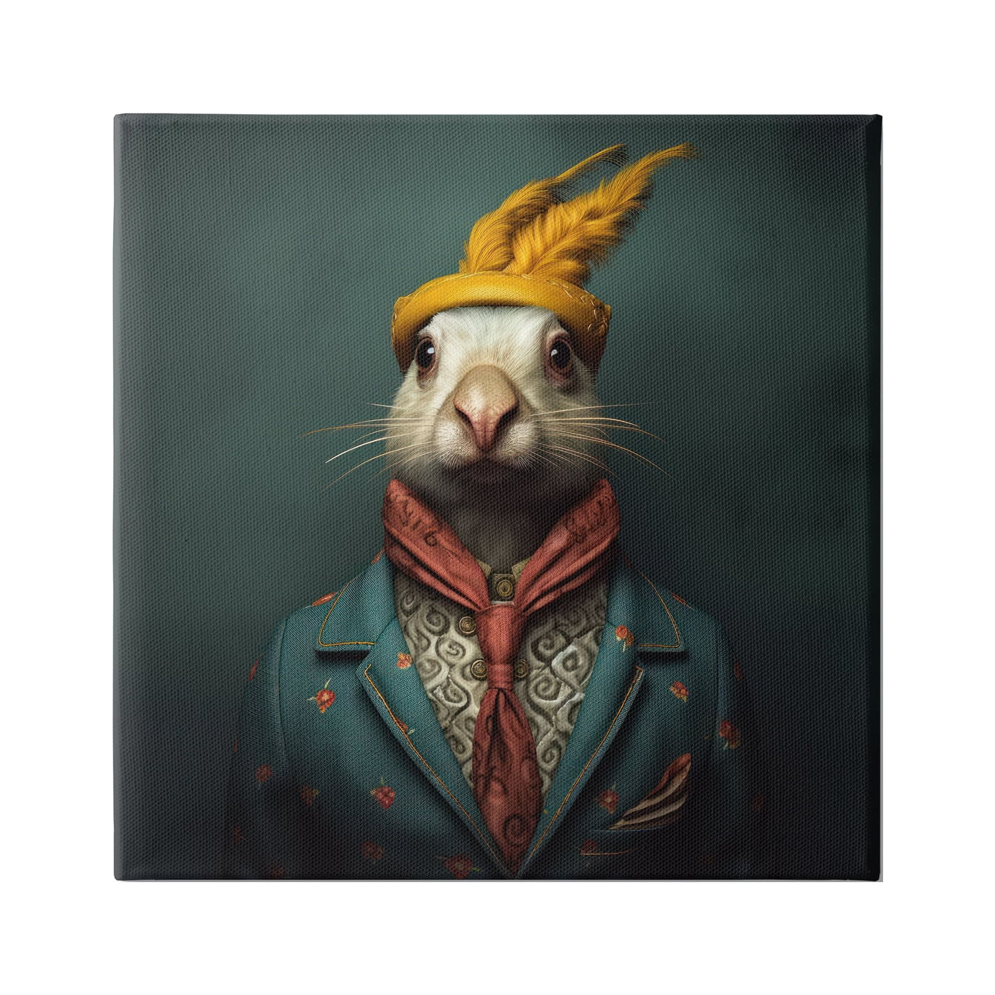 Stupell Industries Vintage Elegant Rabbit Animals & Insects Painting Gallery Wrapped Canvas Art Print Wall Art, 36 x 36