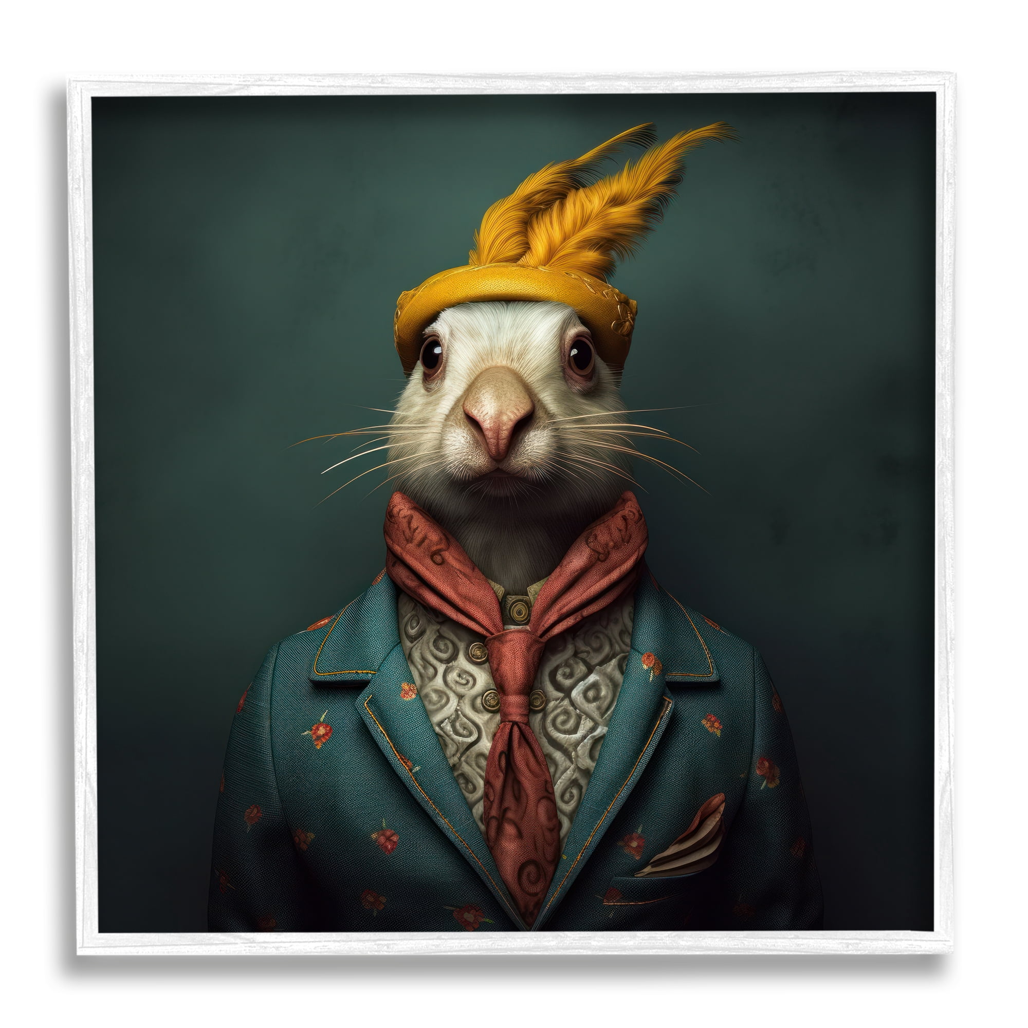 Stupell Industries Vintage Elegant Rabbit Animals & Insects Painting White Framed Art Print Wall Art, 12 x 12