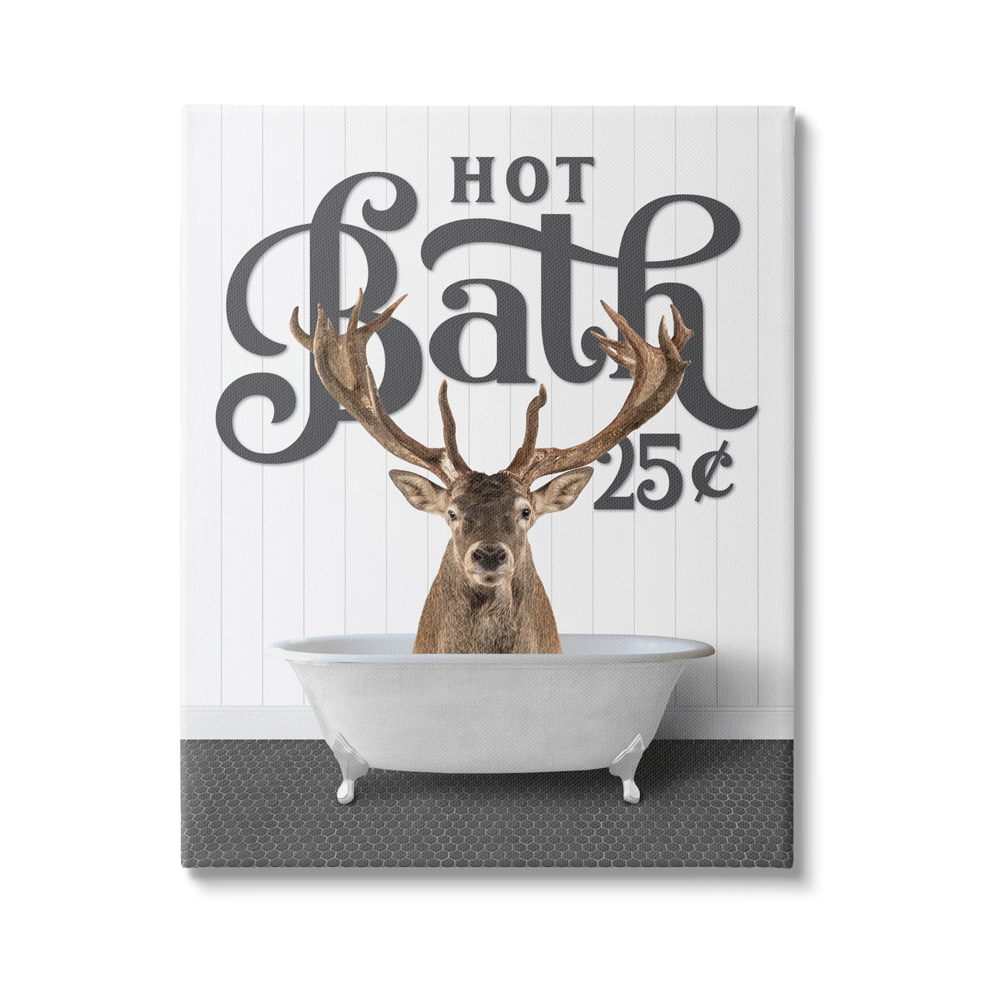 Stupell Industries Vintage Elk Bathtub Animals & Insects Painting Gallery Wrapped Canvas Print Wall Art, 24 x 30
