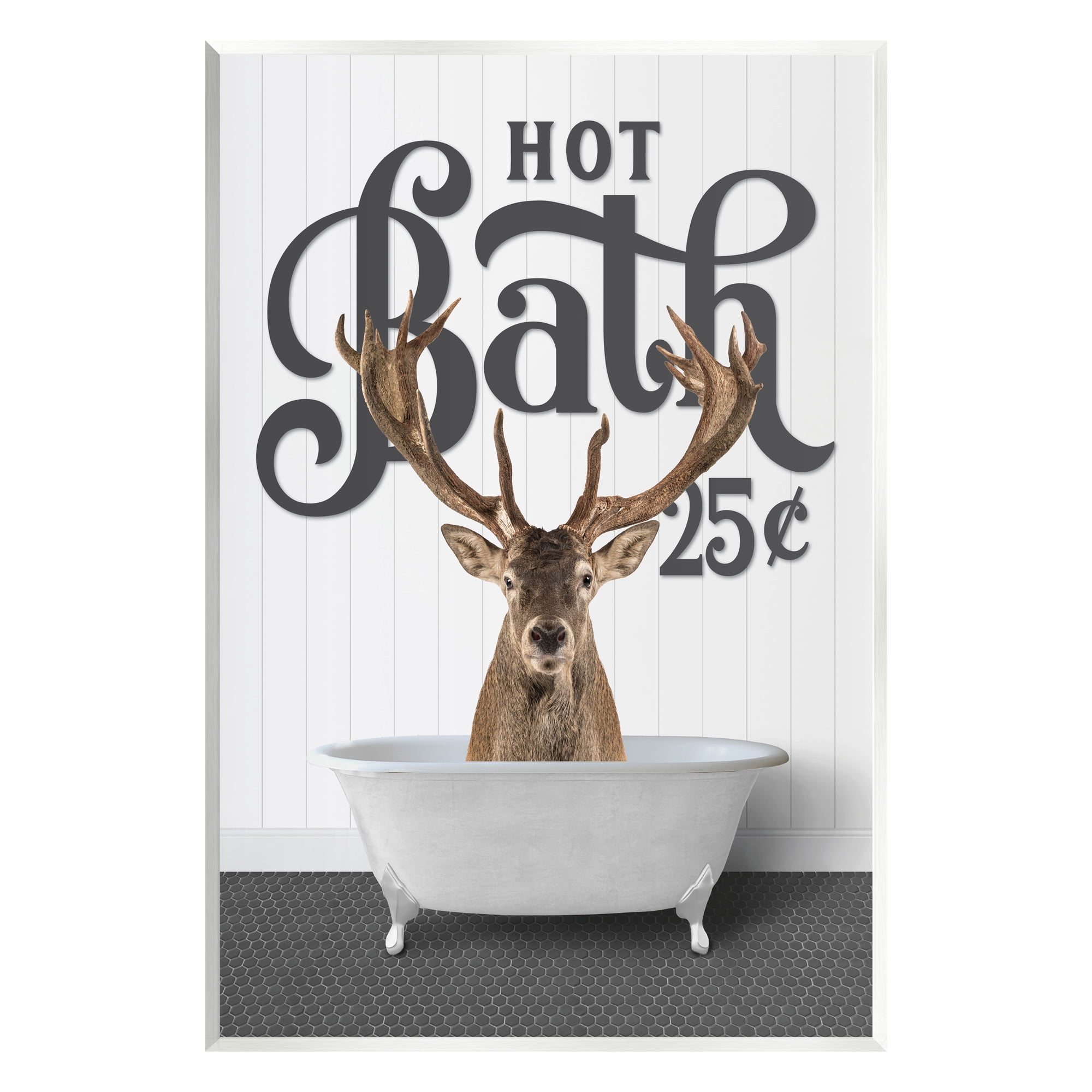 Stupell Industries Vintage Elk Bathtub Animals & Insects Painting Unframed Art Print Wall Art, 13 x 19