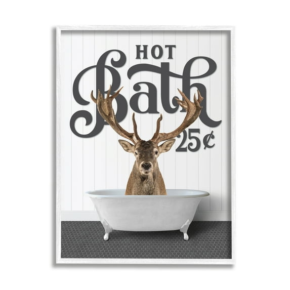 Stupell Industries Vintage Elk Bathtub Animals & Insects Painting White Framed Art Print Wall Art, 11 x 14