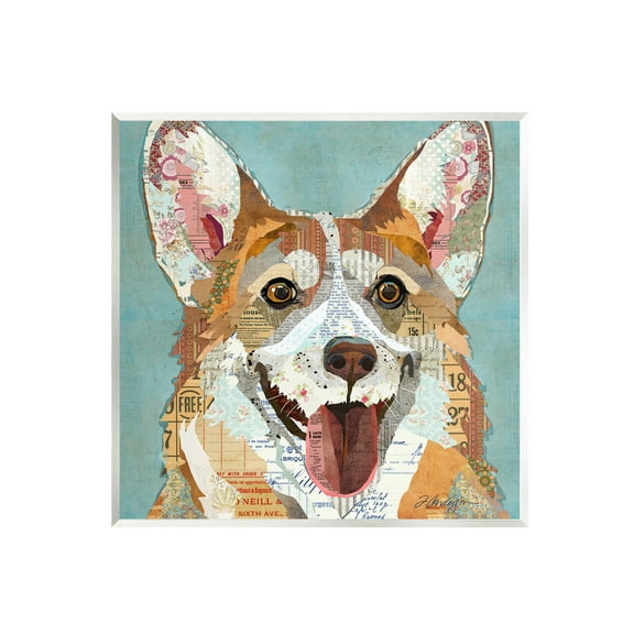 Stupell Industries Vintage Ephemera Corgi Portrait Collage Graphic Art Unframed Art Print Wall Art, Design by Traci Anderson