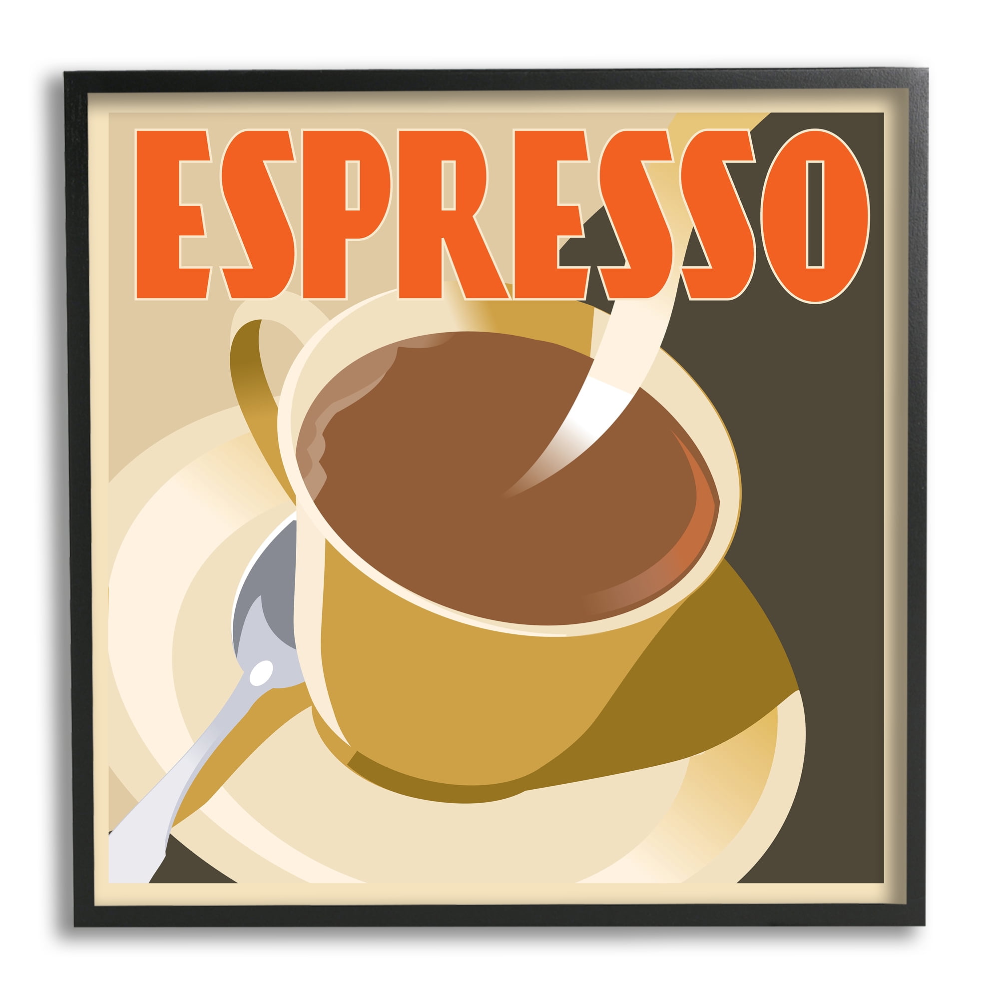 Stupell Industries Vintage Espresso Drink Food & Beverage Painting Black Framed Art Print Wall Art, 17 x 17
