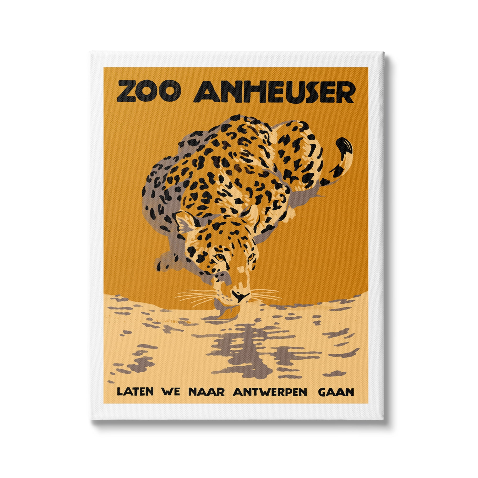 Stupell Industries Vintage European Zoo Advertisement Orange Panther Spotted Feline, 36 x 48,Design by Jacob Green
