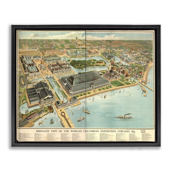 Stupell Industries Vintage Exposition Map Black Framed Floater Canvas Wall Art design by Marcus Jules, 25 x 31