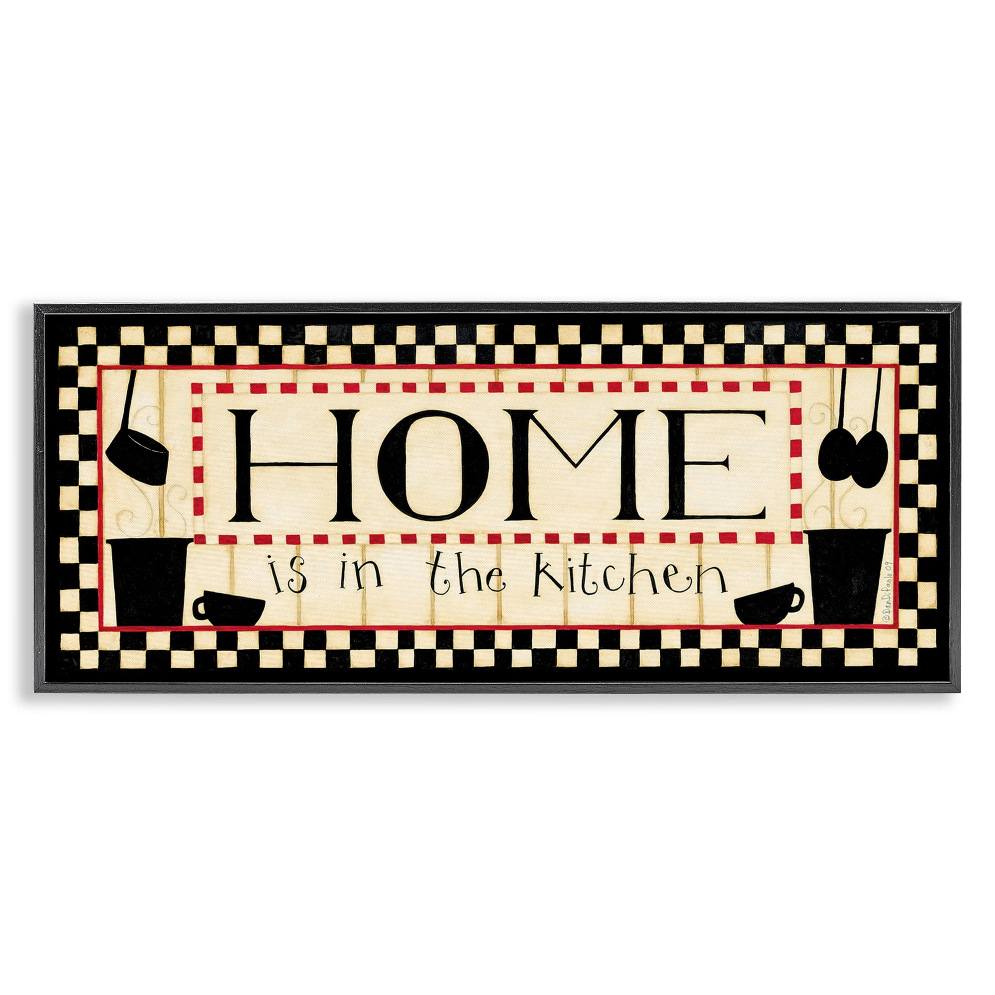 Stupell Industries Vintage Family Kitchen Phrase Food & Beverage Painting Black Framed Art Print Wall Art, 30 x 13
