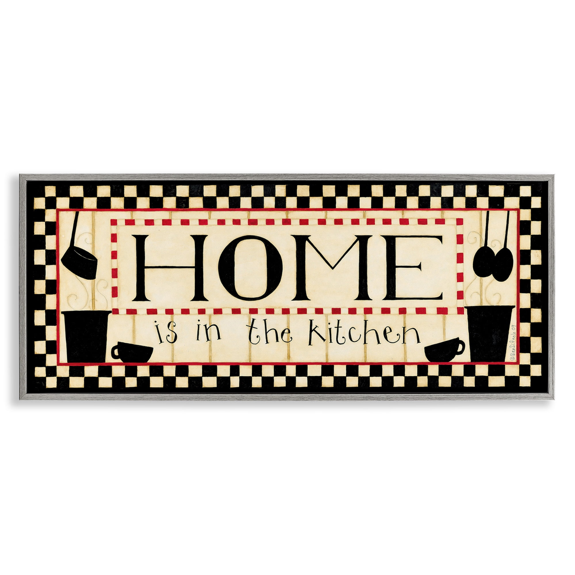 Stupell Industries Vintage Family Kitchen Phrase Food & Beverage Painting Gray Framed Art Print Wall Art, 24 x 10