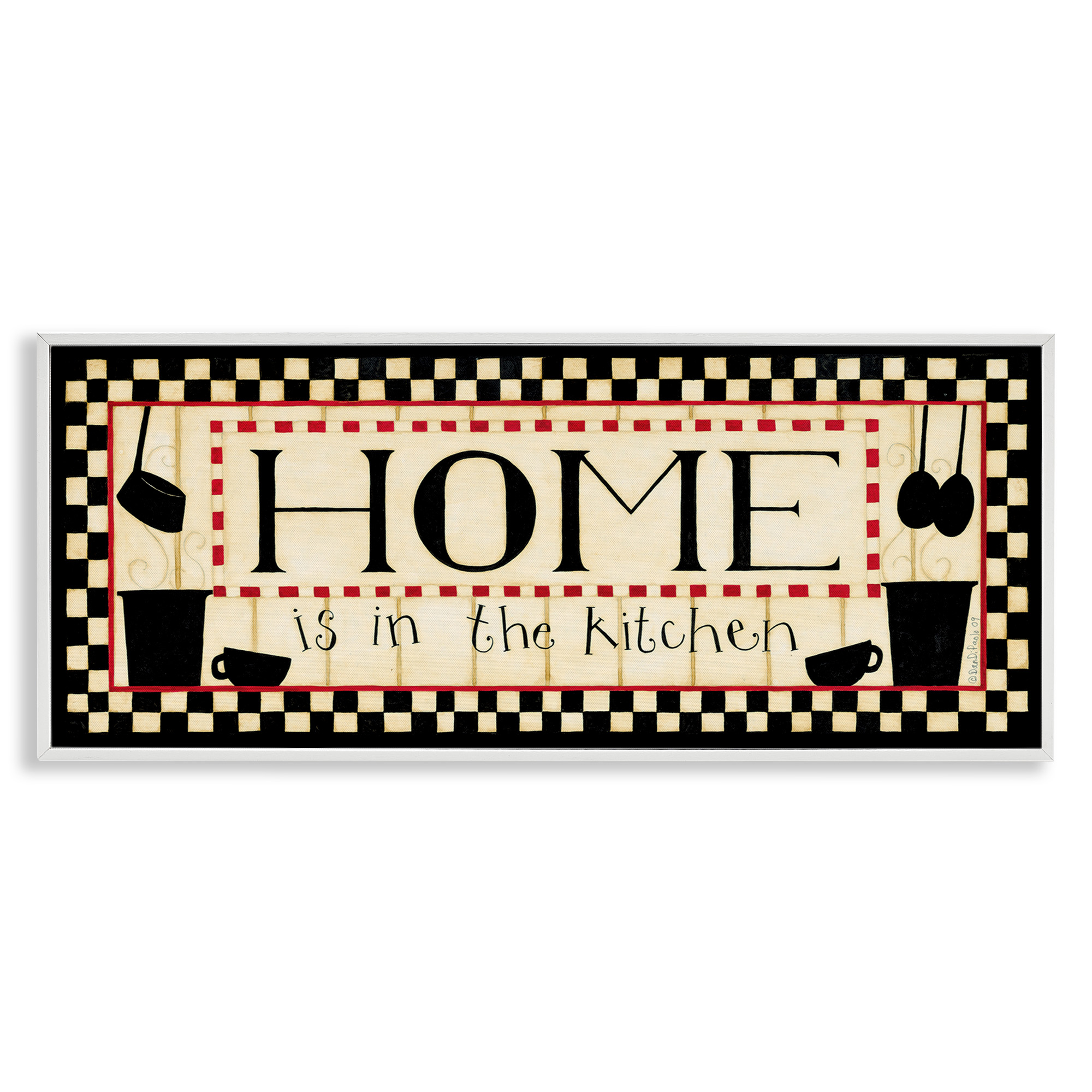 Stupell Industries Vintage Family Kitchen Phrase Food & Beverage Painting White Framed Art Print Wall Art, 30 x 13