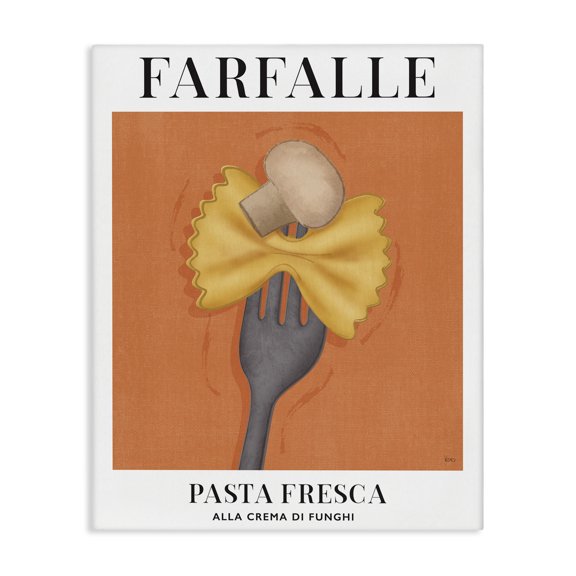 Stupell Industries Vintage Farfalle on Fork Food & Beverage Painting Wrapped Canvas Canvas Art Print Wall Art, 36 x 48