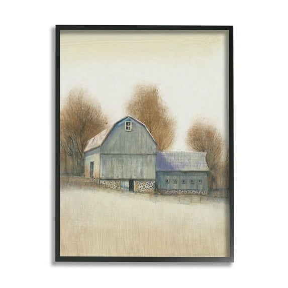 Stupell Industries Vintage Farm Barn Stable Neutral Autumn Tones Black Framed by Tim O'Toole