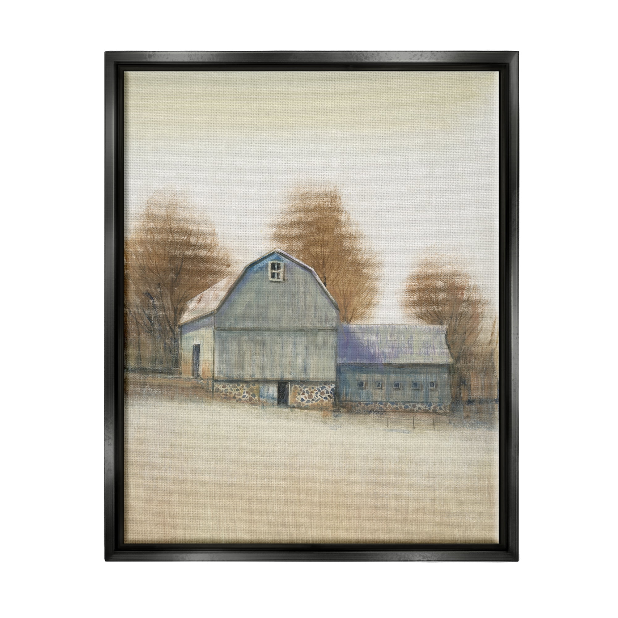 Stupell Industries Vintage Farm Barn Stable Neutral Autumn Tones Jet Black Framed Floating Canvas Wall Art, 24x30, by Tim O'Toole